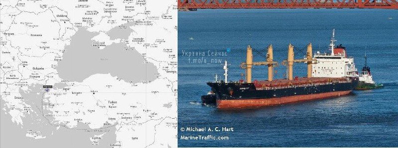 В Украину за зерном идет турецкий балкер OSPREY S под флагом Либерии -  первое судно из тех, которые не были заблокированы в украинских портах с начала полномасштабной войны