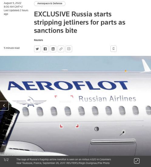«Аэрофлот» начал разбирать иностранные лайнеры для запчастей, которые они больше не могут покупать за границей из-за санкций