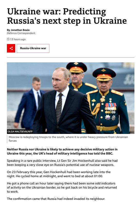Россия и Украина вряд ли добьются каких-либо решительных военных успехов в этом году, –глава военной разведки Великобритании Джим Хоккенхалл