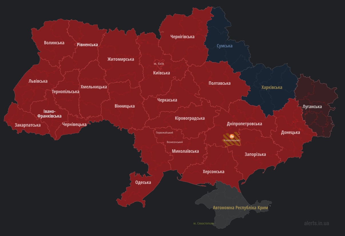 Воздушная тревога почти по всей Украине