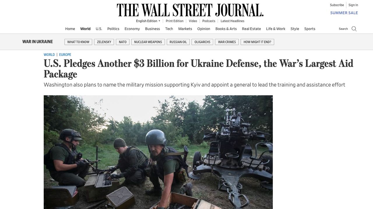 США объявит долгосрочную военную миссию по поддержке Украины и назначит ответственного за нее генерала, — The Wall Street Journal