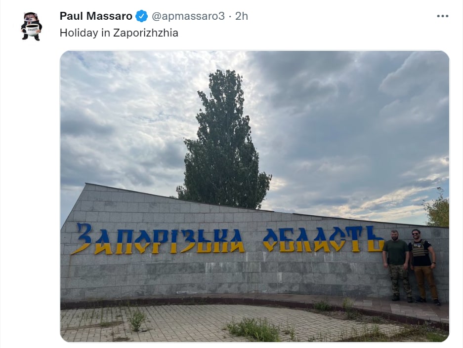 Павло Массаренко (также известный как старший политический советник Хельсинкской комиссии США Пол Массаро) посетил наших бойцов на передовой в Запорожской области
