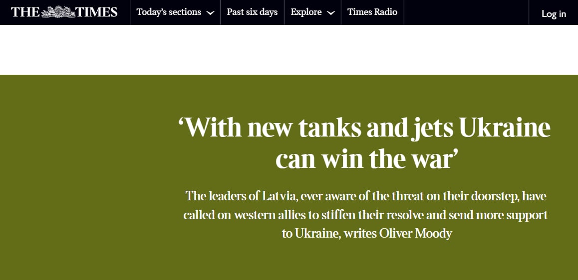 Запад должен передать Украине все оружие, в котором она нуждается — Президент Латвии Эгилс Левитс в The Times