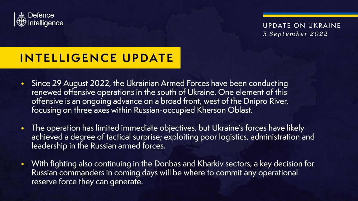 С 29 августа ВСУ возобновили наступательные операции на юге Украины, - считает британская разведка