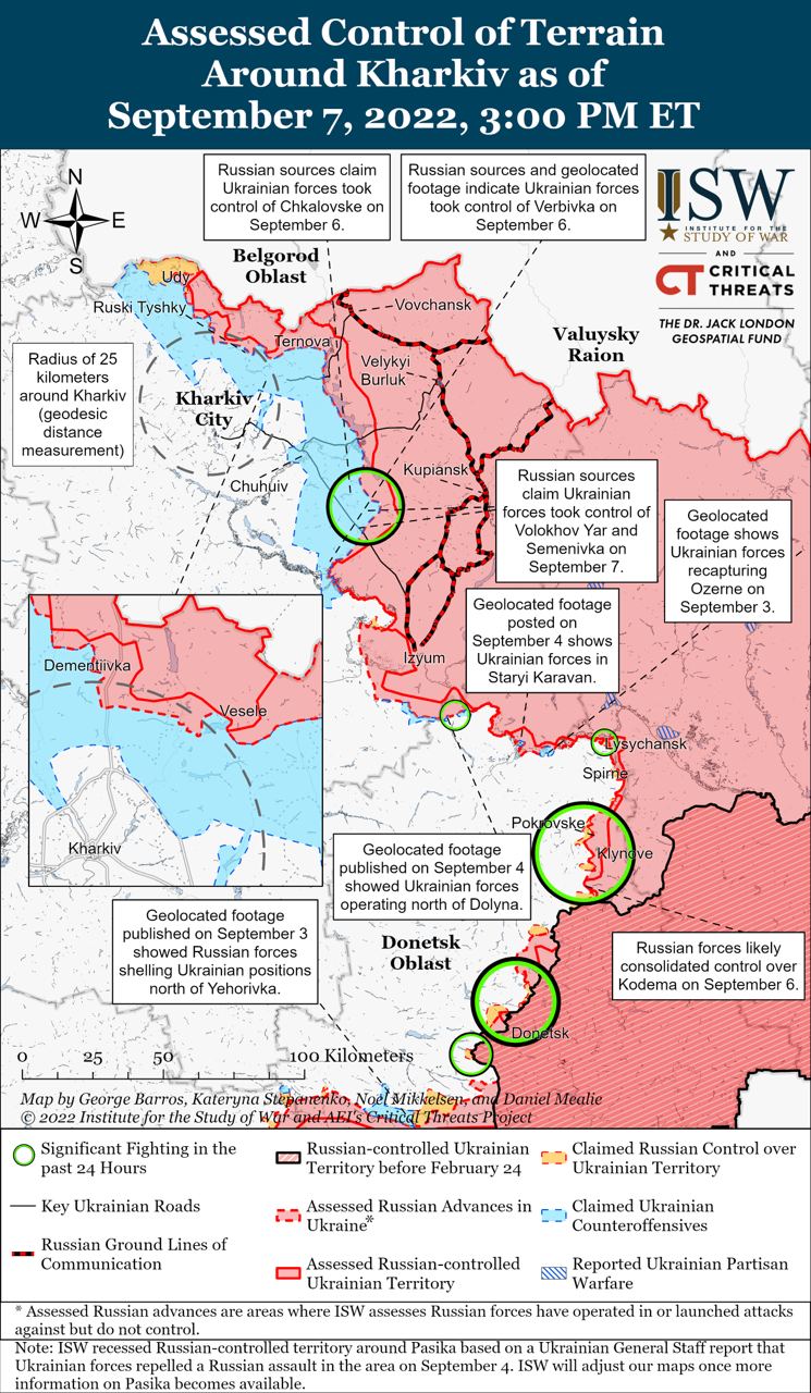 Контрнаступ на сході Харківщини: ЗСУ повернули 400 km² під контроль України 6-7 вересня, – ISW