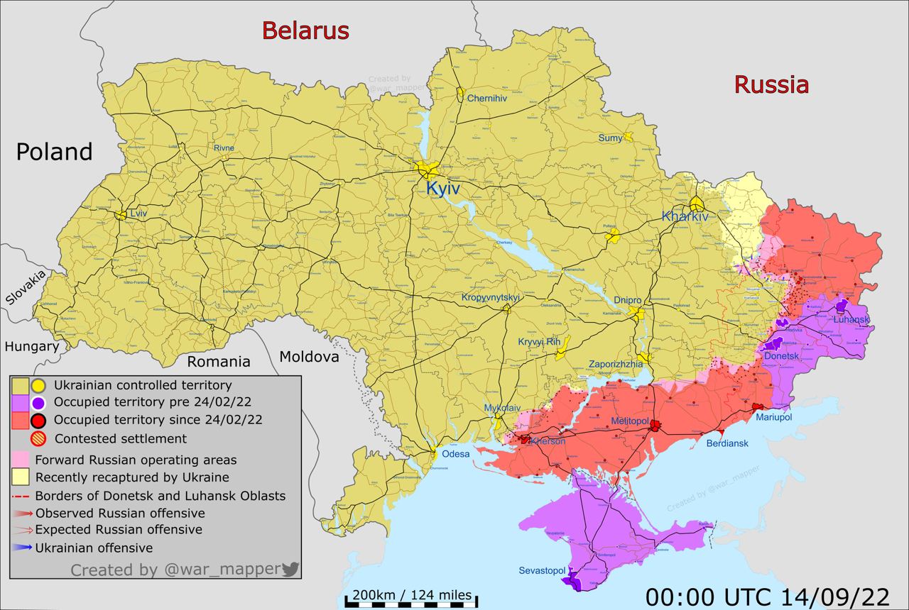 Обновленная карта обстановки на востоке и юге Украины от европейских экспертов войны