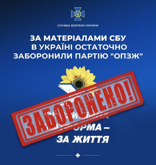 Суд окончательно запретил деятельность партии «ОПЗЖ» в Украине