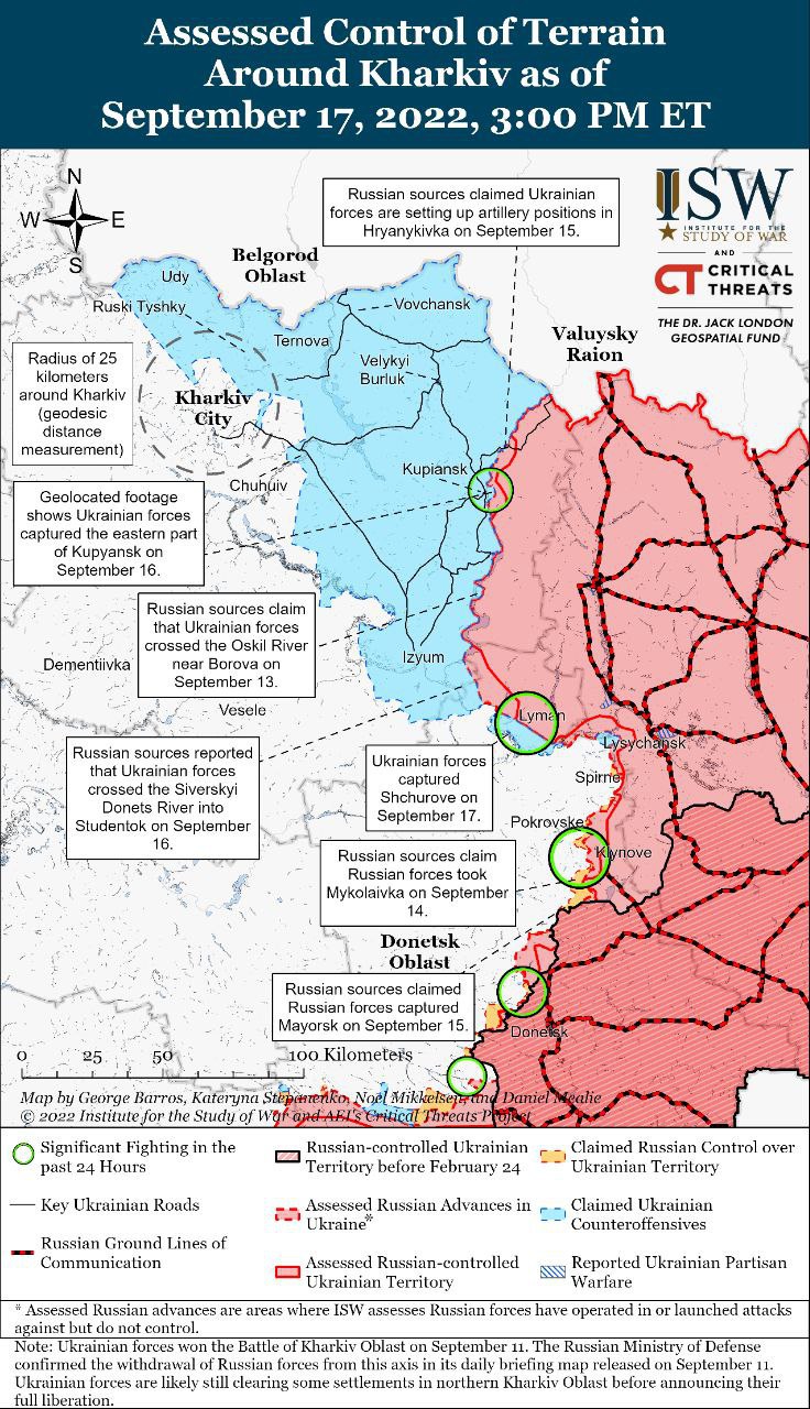 Российские силы продолжают вести бессмысленные наступательные операции вокруг Донецка и Бахмута, вместо того чтобы сосредоточиться на защите от украинского контрнаступления, - ISW