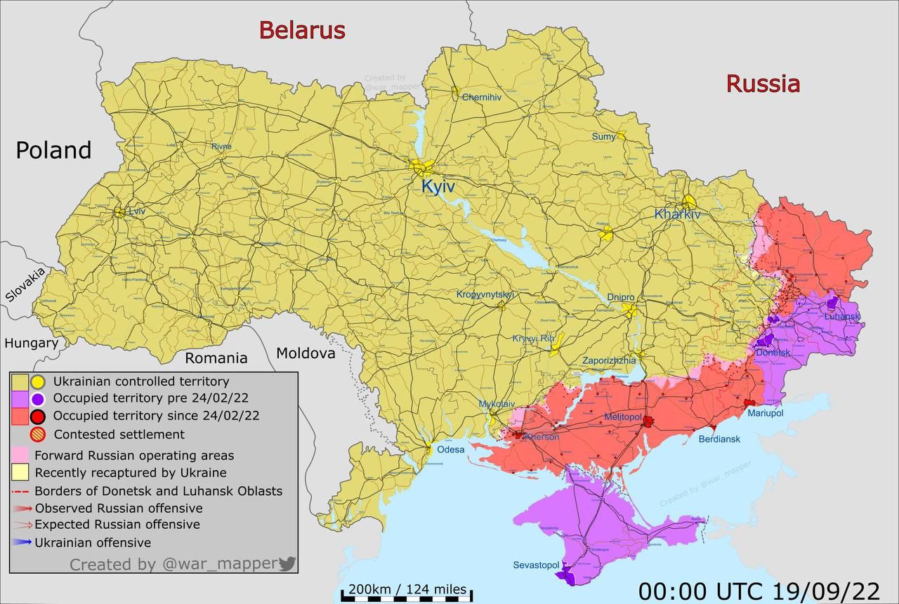РФ больше не имеет полного контроля над Луганской областью, - обновленная карта обстановки на востоке и юге Украины от европейских экспертов войны