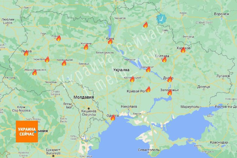❗️Примерная карта ударов по Украине за сегодняшний день