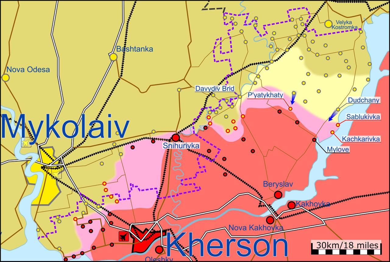 Продолжается постепенное наступление на Херсонском направлении - обновленная карта обстановки на востоке Украины от европейских экспертов войны