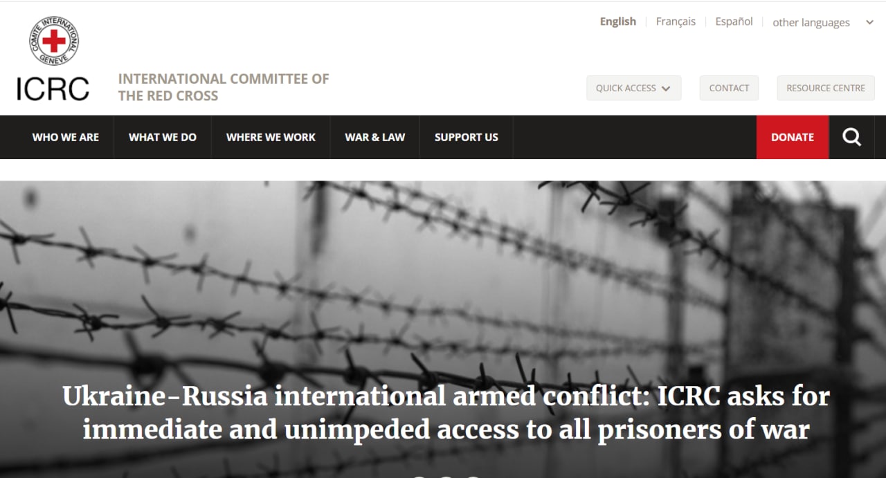 В Международном комитете Красного Креста (МККК) заявили, что готовы отправиться в Еленовку и просят предоставить беспрепятственный доступ к военнопленным