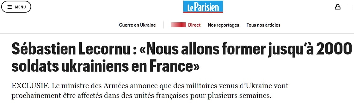 Франция будет тренировать около 2000 украинских военнослужащих