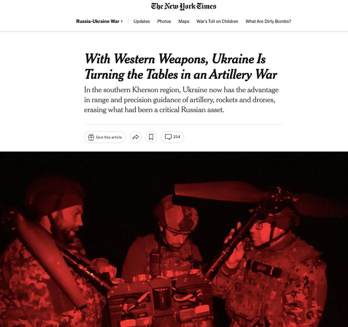 Украина получила преимущество в артиллерии над оккупантами на юге, – The New York Times