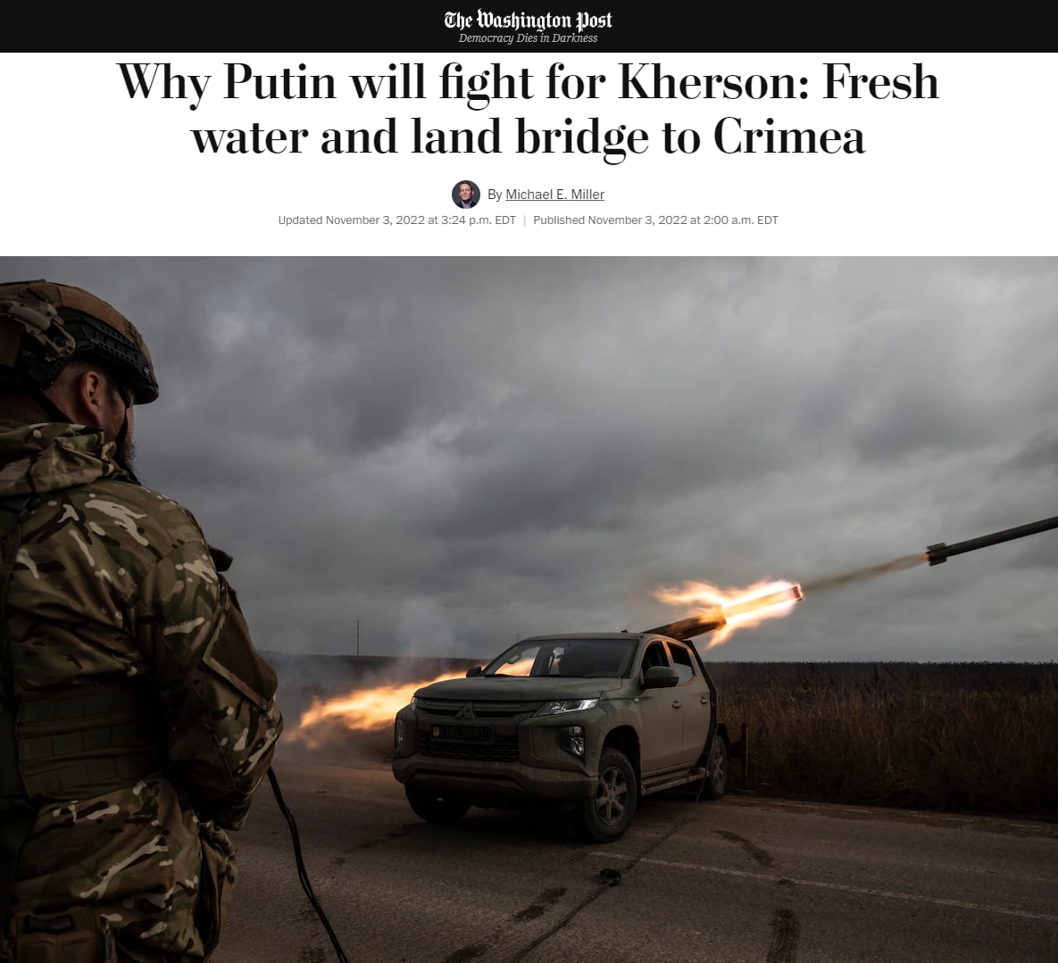 Херсон для Путина является самой большой победой с начала войны, поэтому он будет бросать все силы на оборону города - The Washington Post