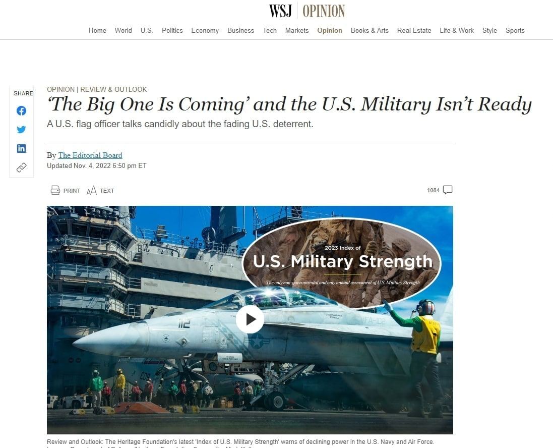 «Война в Украине - только разминка», - глава Стратегического командования Вооруженных сил США адмирал Чарльз Ричард прогнозирует неизбежность большой войны