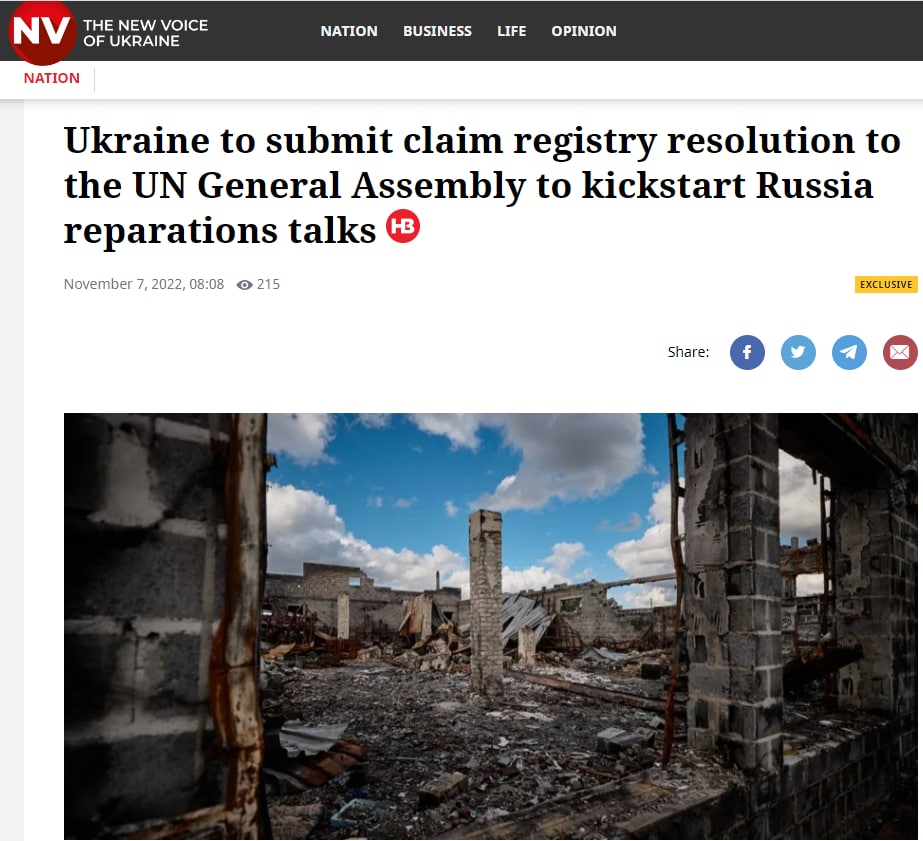 Украина представит ООН проект резолюции, чтобы заставить РФ выплатить репарации, - The New Voice of Ukraine