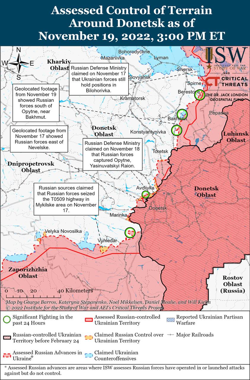 Россия начала усиливать свои позиции в Донецкой, Луганской и Запорожской областях за счет войск, выведенных из Херсона и мобилизованных, - ISW 