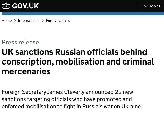 Британия ввела санкции еще против российских чиновников