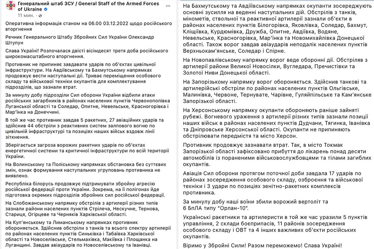 283 сутки широкомасштабного вторжения РФ в Украину