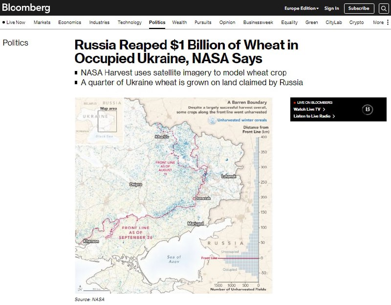 Россия украла украинского зерна минимум