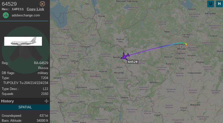 Самолет Путина заметили в воздушном