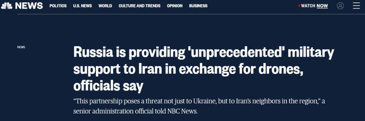 Россия поставляет Ирану свое новейшее оружие в обмен на беспилотники