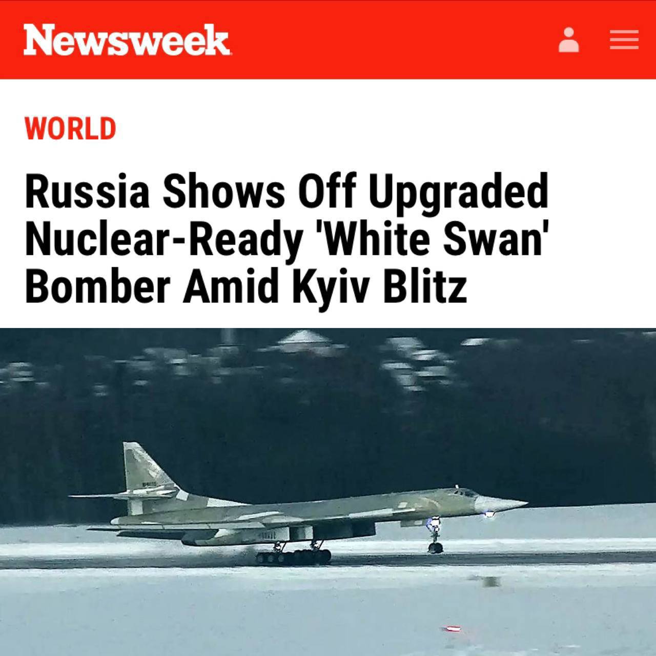россия показала модернизированный ядерный бомбардировщик «Белый лебедь», —  Newsweek