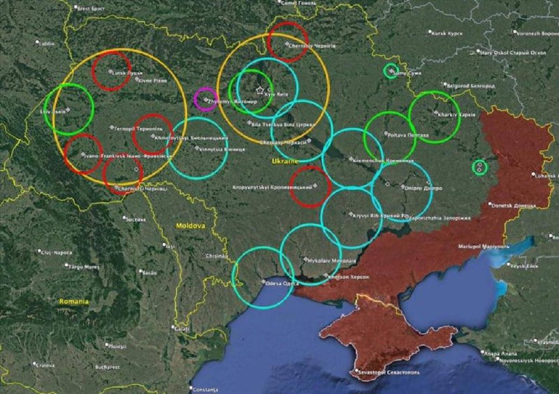 Когда Украина получит все обещанные системы ПВО, их покрытие будет выглядеть примерно так: