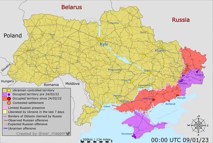 Продолжается ожесточенные бои за Бахмут: обновленная карта обстановки на востоке Украины от европейских экспертов войны