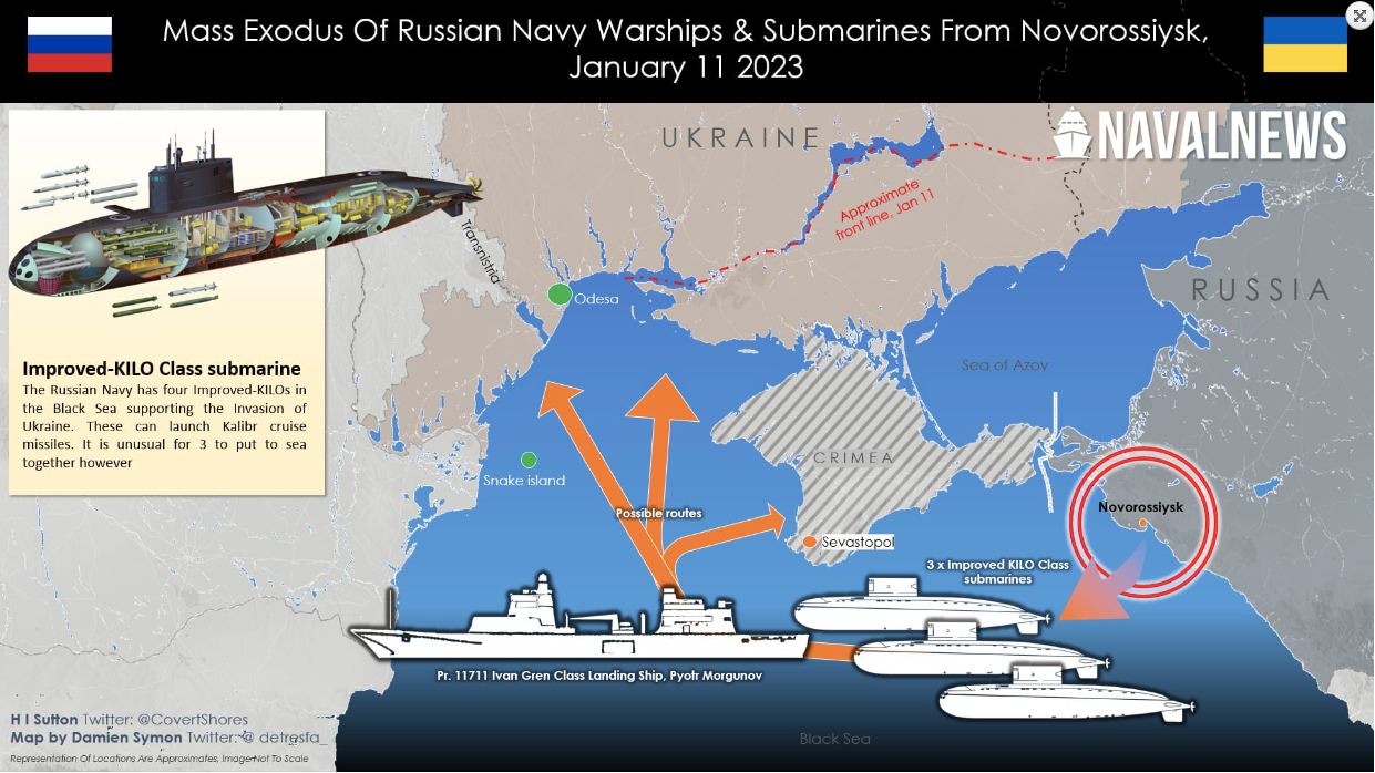 Из Новороссийского порта вышли три российские подводные лодки - носители ракет «Калибр», - Naval News