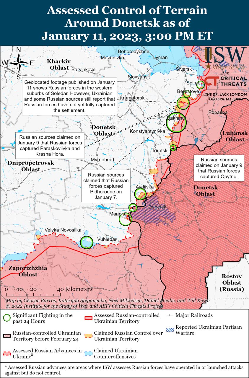 Неспособность российской оборонно-промышленной базы решить проблему нехватки боеприпасов, вероятно, помешает российским войскам вести наступательные операции на востоке Украины в 2023 году, - ISW