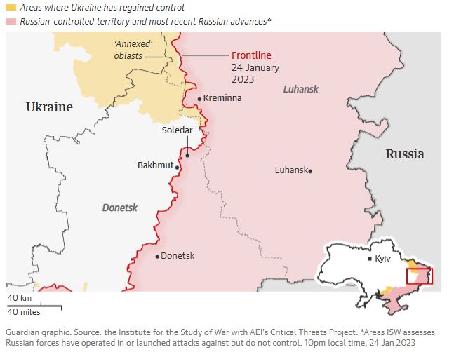 Три возможных направления наступления россиян: карты от The Guardian