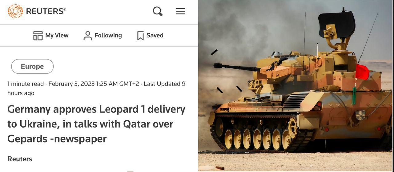 Германия одобрила поставки Leopard 1 в Украину и ведет переговоры с Катаром о закупке 15 Gepard для ВСУ, – Reuters