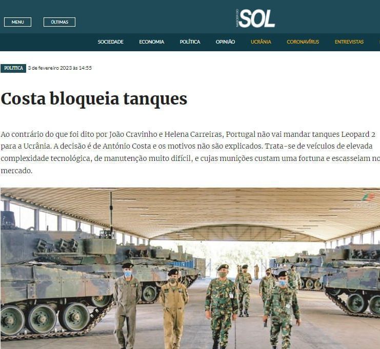 Португалия отказалась поставлять Украине танки Leopard 2, сообщило издание Sol со ссылкой на источник в Минобороны страны