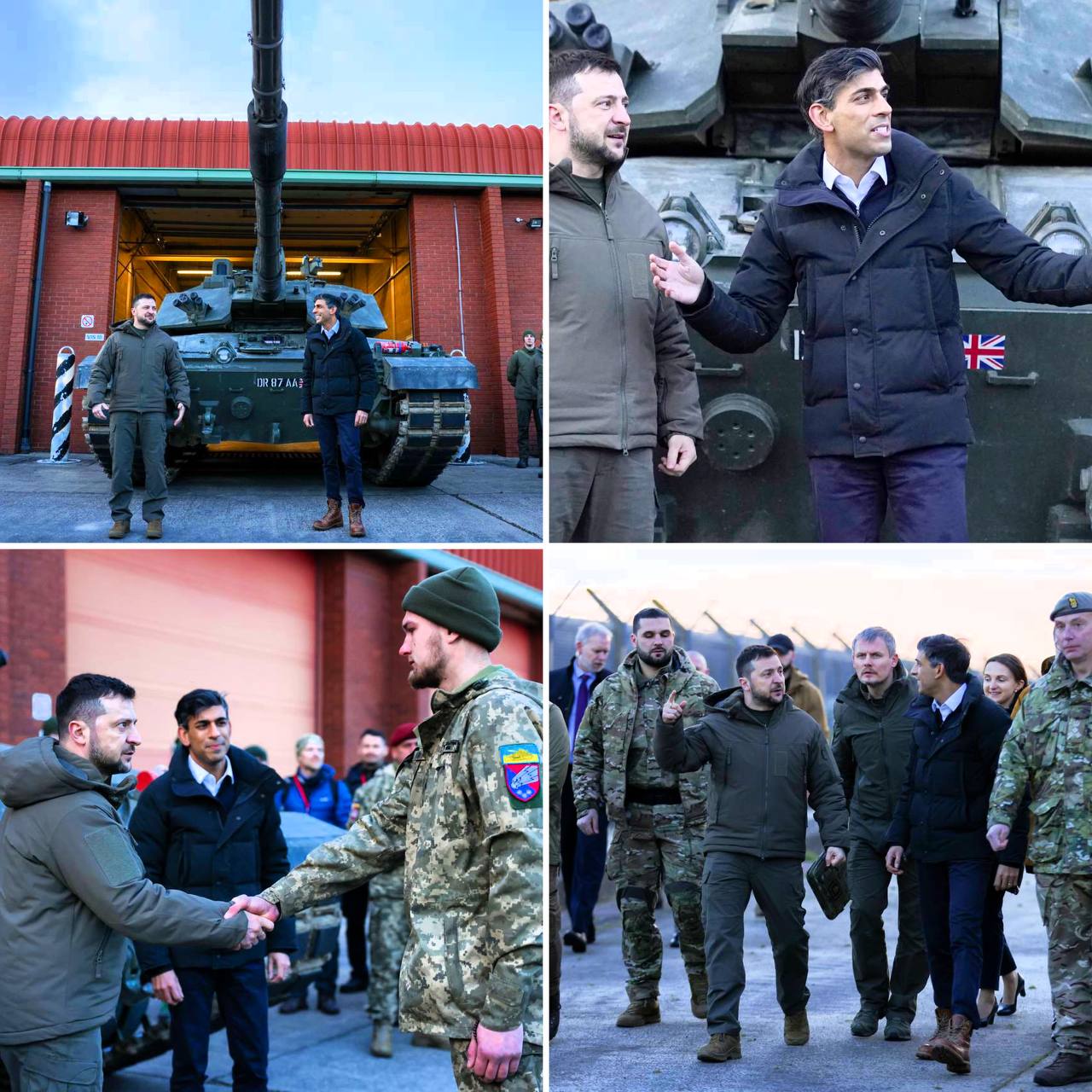 Зеленский и премьер Британии Сунак посетили военную базу, где украинских военных обучают управлению Challenger