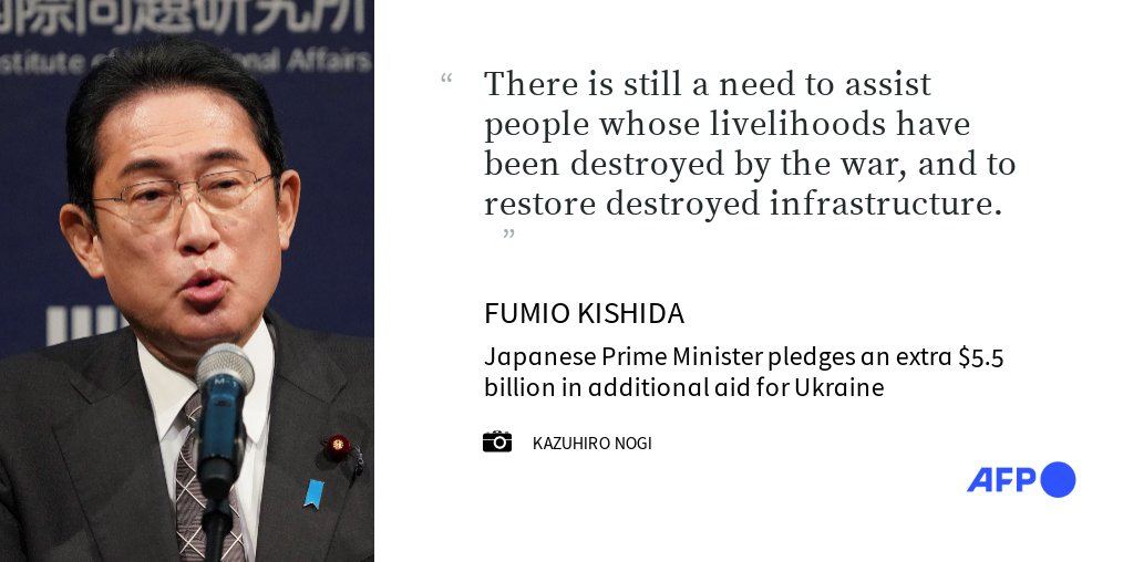 ⚡️Япония предоставит Украине дополнительную финансовую помощь в размере $5,5 млрд, — премьер-министр Японии Фумио Кисида