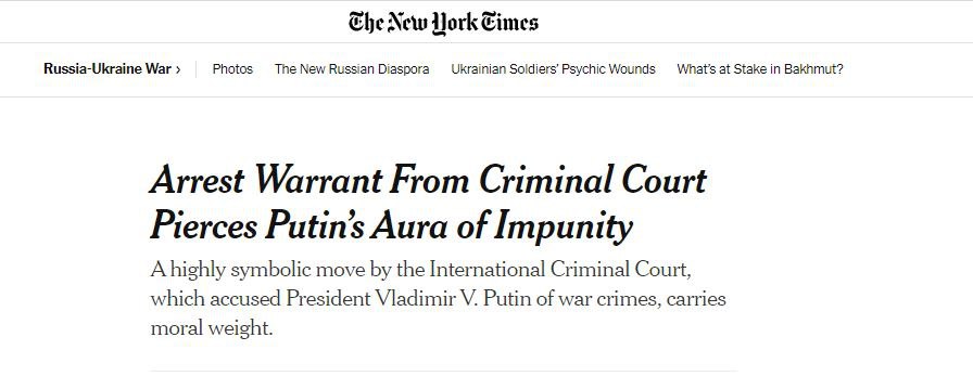 Россия не сможет добиться снятия международных санкций без выполнения ордеров Международного уголовного суда в Гааге, — The New York Times