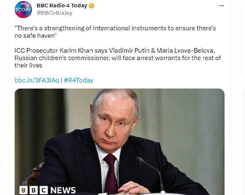❗️Ордер на арест Путина будет действовать до конца его жизни, — прокурор Гааги Карим Хан