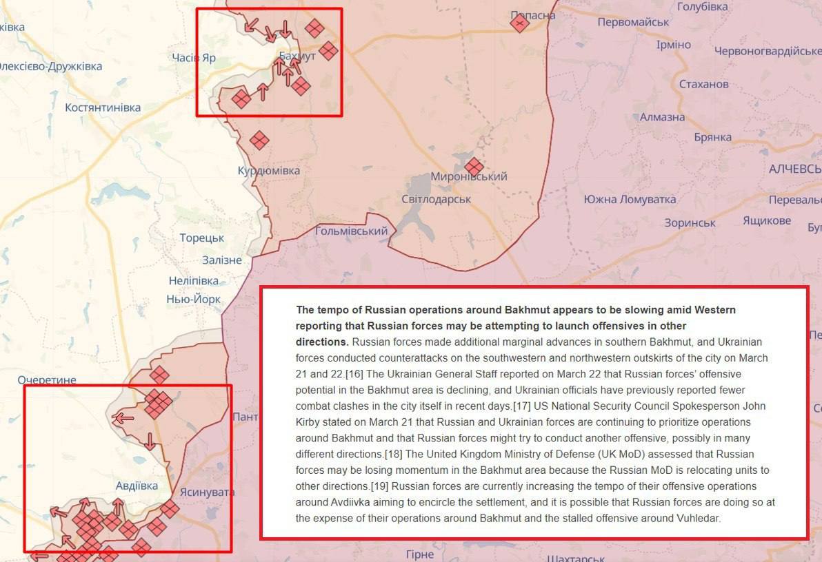 Россия замедляет темпы наступления на Бахмут, зато активизировалась в районе Авдеевки - ISW 