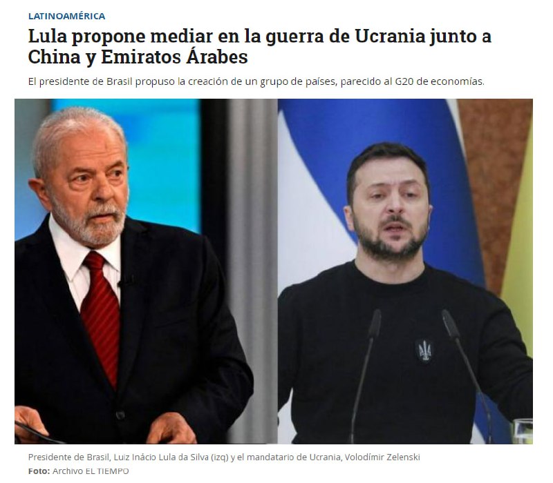 Президент Бразилии Луис Инасиу Лула да Силва призвал создать аналог G20 для посредничества в войне в Украине, - El Tiempo
