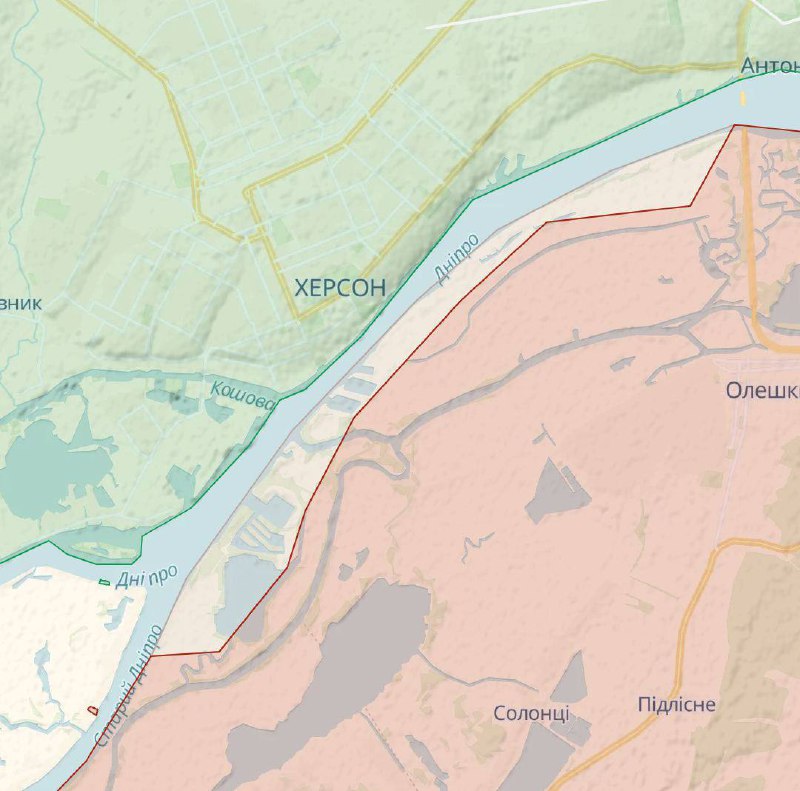 На лівому березі Дніпра навпроти Херсона тепер сіра зона — оновлення карти Deepstate🔥