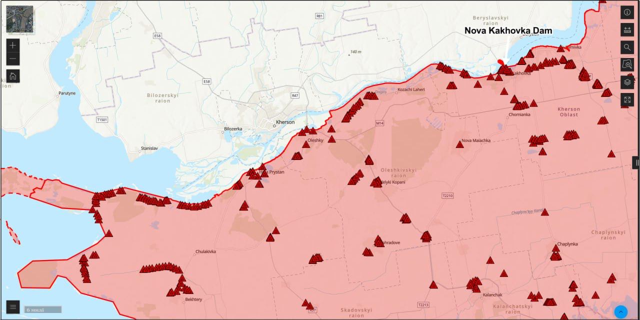 Появилась интерактивная карта визуализации наводнения в Херсонской области от ISW 