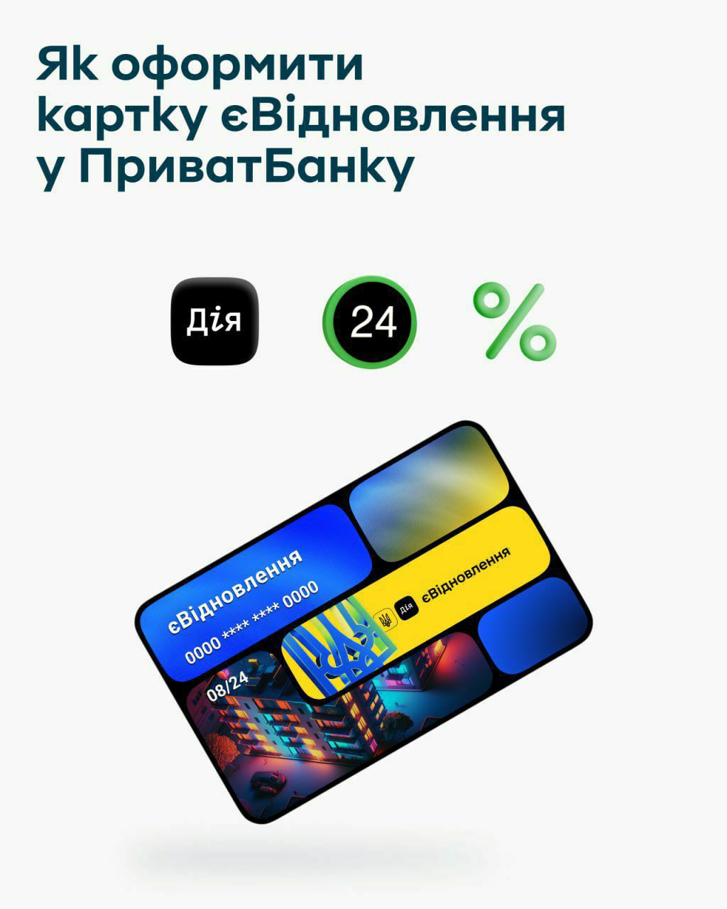 65% українців, житло яких було пошкоджено внаслідок війни, для зарахування держвиплати обирають картки єВідновлення від ПриватБанку