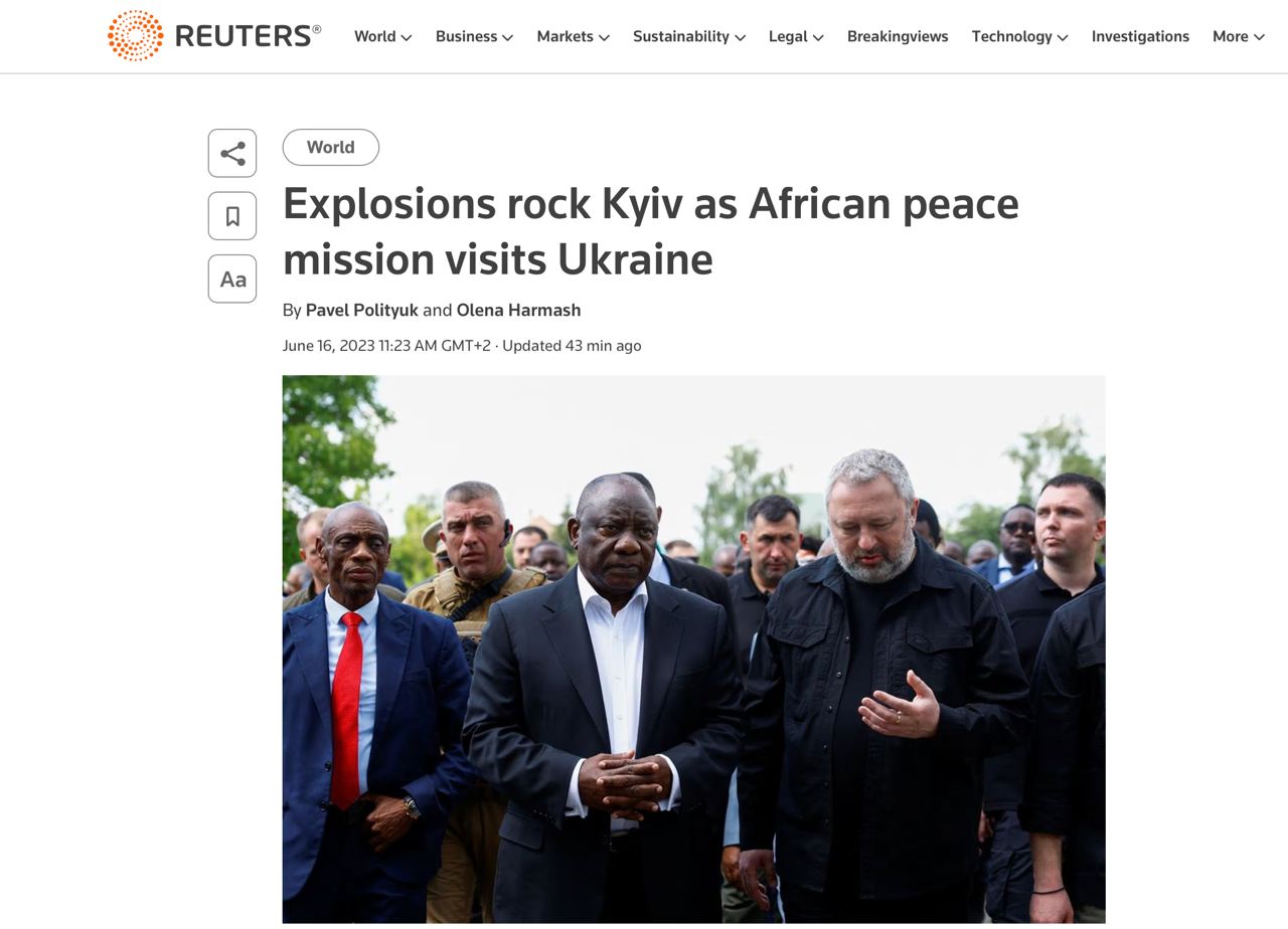 Лидеры африканских стран спускались в бомбоубежище во время российской атаки на Киев — Reuters