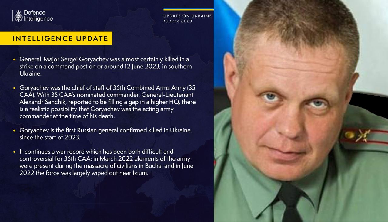 Российский генерал Горячев «почти наверняка» погиб на юге Украины – разведка Британии