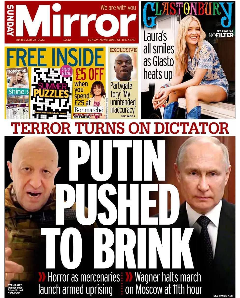 Позор Путина и шапито Пригожина сегодня на первых страницах мировых СМИ