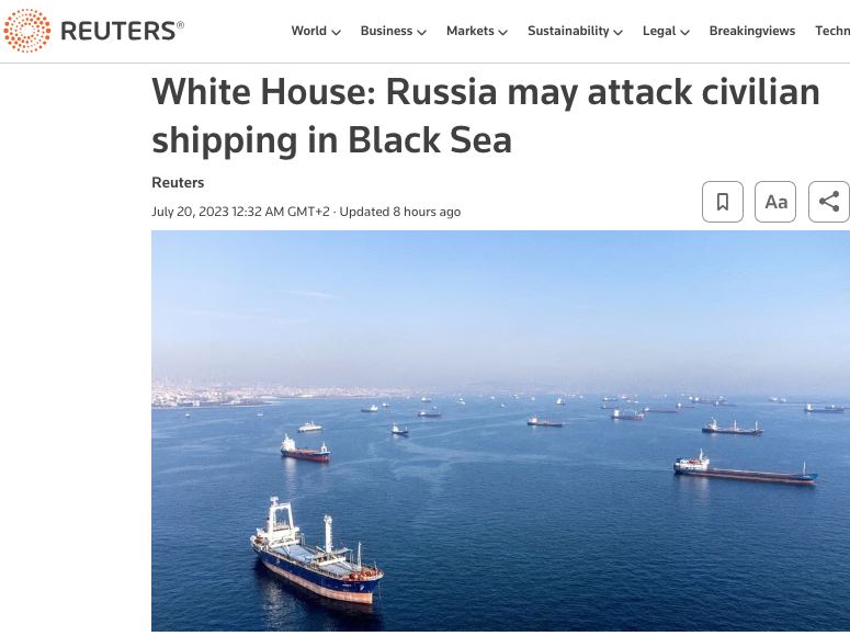 Россия может атаковать гражданские суда в Черном море и обвинить Украину - Белый Дом