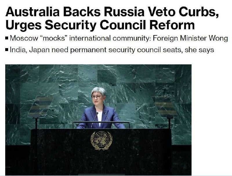 Австралия поддержала предложение Украины ограничить право вето РФ в Совбезе ООН